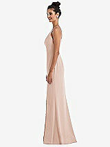 Side View Thumbnail - Cameo Open-Back High-Neck Halter Trumpet Gown