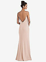 Rear View Thumbnail - Cameo Open-Back High-Neck Halter Trumpet Gown
