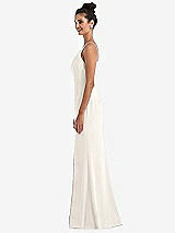 Side View Thumbnail - Ivory Open-Back High-Neck Halter Trumpet Gown