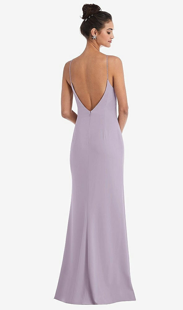 Back View - Lilac Haze Open-Back High-Neck Halter Trumpet Gown