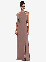 Front View Thumbnail - Sienna Open-Back High-Neck Halter Trumpet Gown