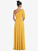 Rear View Thumbnail - NYC Yellow Bow One-Shoulder Flounce Sleeve Maxi Dress
