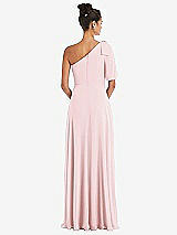 Rear View Thumbnail - Ballet Pink Bow One-Shoulder Flounce Sleeve Maxi Dress