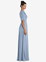 Side View Thumbnail - Cloudy Bow One-Shoulder Flounce Sleeve Maxi Dress