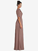 Side View Thumbnail - Sienna Bow One-Shoulder Flounce Sleeve Maxi Dress