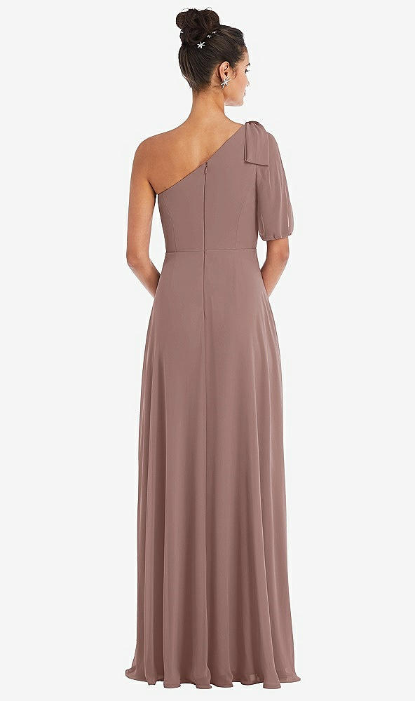 Back View - Sienna Bow One-Shoulder Flounce Sleeve Maxi Dress