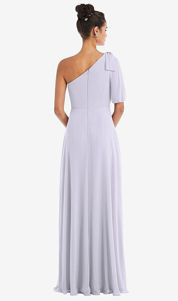 Back View - Silver Dove Bow One-Shoulder Flounce Sleeve Maxi Dress