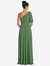 Rear View Thumbnail - Vineyard Green Bow One-Shoulder Flounce Sleeve Maxi Dress