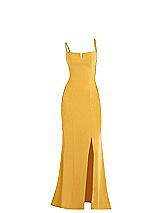 Alt View 1 Thumbnail - NYC Yellow Notch Crepe Trumpet Gown with Front Slit