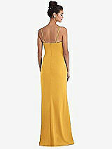 Rear View Thumbnail - NYC Yellow Notch Crepe Trumpet Gown with Front Slit