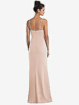 Rear View Thumbnail - Cameo Notch Crepe Trumpet Gown with Front Slit