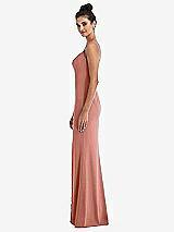 Side View Thumbnail - Desert Rose Notch Crepe Trumpet Gown with Front Slit