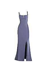 Alt View 1 Thumbnail - French Blue Notch Crepe Trumpet Gown with Front Slit