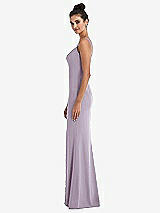 Side View Thumbnail - Lilac Haze Notch Crepe Trumpet Gown with Front Slit