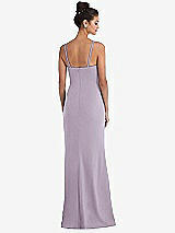 Rear View Thumbnail - Lilac Haze Notch Crepe Trumpet Gown with Front Slit