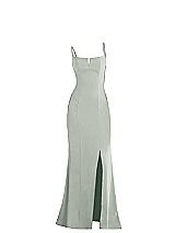 Alt View 1 Thumbnail - Willow Green Notch Crepe Trumpet Gown with Front Slit