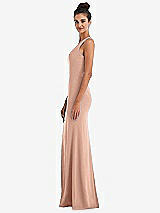 Side View Thumbnail - Pale Peach Criss-Cross Cutout Back Maxi Dress with Front Slit
