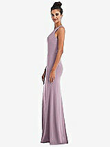 Side View Thumbnail - Suede Rose Criss-Cross Cutout Back Maxi Dress with Front Slit