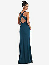 Front View Thumbnail - Atlantic Blue Criss-Cross Cutout Back Maxi Dress with Front Slit