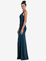 Side View Thumbnail - Atlantic Blue Criss-Cross Cutout Back Maxi Dress with Front Slit