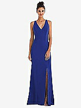 Rear View Thumbnail - Cobalt Blue Criss-Cross Cutout Back Maxi Dress with Front Slit