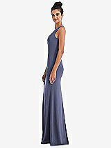 Side View Thumbnail - French Blue Criss-Cross Cutout Back Maxi Dress with Front Slit