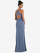 Front View Thumbnail - Larkspur Blue Criss-Cross Cutout Back Maxi Dress with Front Slit