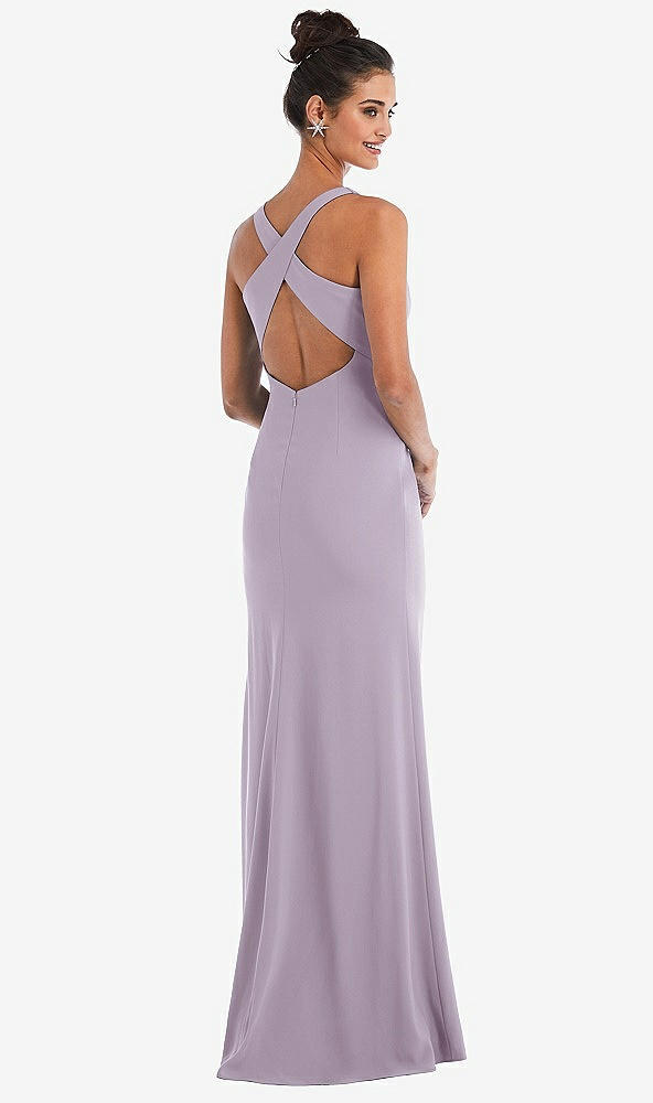 Front View - Lilac Haze Criss-Cross Cutout Back Maxi Dress with Front Slit