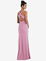 Front View Thumbnail - Powder Pink Criss-Cross Cutout Back Maxi Dress with Front Slit