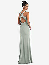 Front View Thumbnail - Willow Green Criss-Cross Cutout Back Maxi Dress with Front Slit