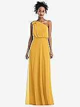Front View Thumbnail - NYC Yellow One-Shoulder Bow Blouson Bodice Maxi Dress
