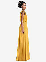 Side View Thumbnail - NYC Yellow One-Shoulder Bow Blouson Bodice Maxi Dress