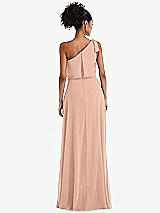 Rear View Thumbnail - Pale Peach One-Shoulder Bow Blouson Bodice Maxi Dress