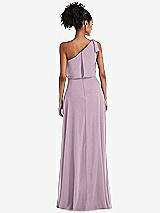 Rear View Thumbnail - Suede Rose One-Shoulder Bow Blouson Bodice Maxi Dress