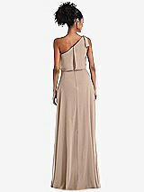 Rear View Thumbnail - Topaz One-Shoulder Bow Blouson Bodice Maxi Dress