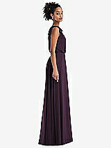 Side View Thumbnail - Aubergine One-Shoulder Bow Blouson Bodice Maxi Dress