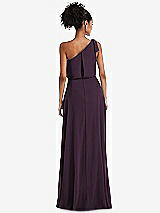 Rear View Thumbnail - Aubergine One-Shoulder Bow Blouson Bodice Maxi Dress