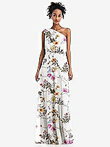 Front View Thumbnail - Butterfly Botanica Ivory One-Shoulder Bow Blouson Bodice Maxi Dress