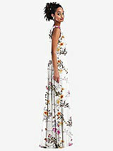 Side View Thumbnail - Butterfly Botanica Ivory One-Shoulder Bow Blouson Bodice Maxi Dress