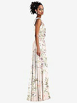 Side View Thumbnail - Blush Garden One-Shoulder Bow Blouson Bodice Maxi Dress