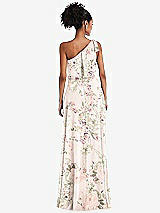 Rear View Thumbnail - Blush Garden One-Shoulder Bow Blouson Bodice Maxi Dress