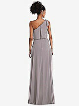 Rear View Thumbnail - Cashmere Gray One-Shoulder Bow Blouson Bodice Maxi Dress