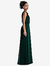 Side View Thumbnail - Evergreen One-Shoulder Bow Blouson Bodice Maxi Dress