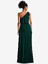 Rear View Thumbnail - Evergreen One-Shoulder Bow Blouson Bodice Maxi Dress