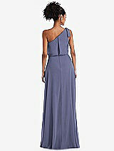 Rear View Thumbnail - French Blue One-Shoulder Bow Blouson Bodice Maxi Dress