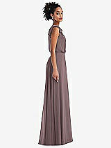 Side View Thumbnail - French Truffle One-Shoulder Bow Blouson Bodice Maxi Dress