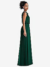 Side View Thumbnail - Hunter Green One-Shoulder Bow Blouson Bodice Maxi Dress