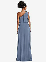 Rear View Thumbnail - Larkspur Blue One-Shoulder Bow Blouson Bodice Maxi Dress