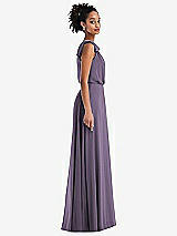 Side View Thumbnail - Lavender One-Shoulder Bow Blouson Bodice Maxi Dress