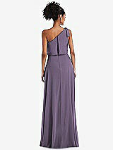 Rear View Thumbnail - Lavender One-Shoulder Bow Blouson Bodice Maxi Dress